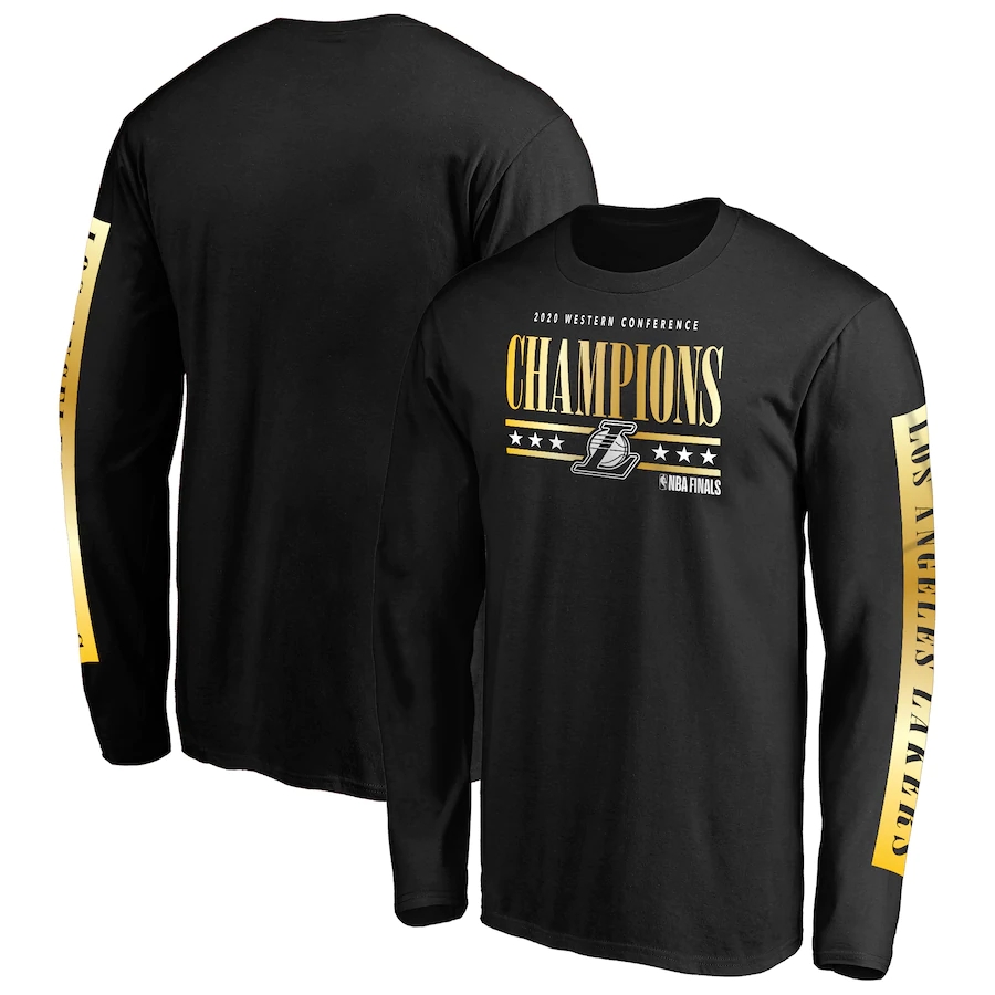 Men's Los Angeles Lakers 2020 Black Western Conference Champions Game Lead Long Sleeve T-Shirt